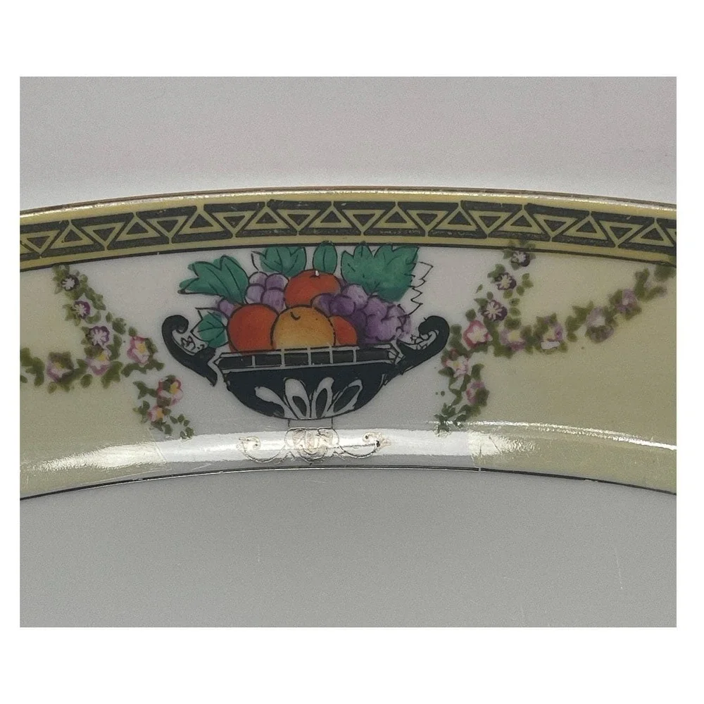 Vintage Noritake Oblong Serving Dish Yellow Fruit Basket Design Japan 12 inch